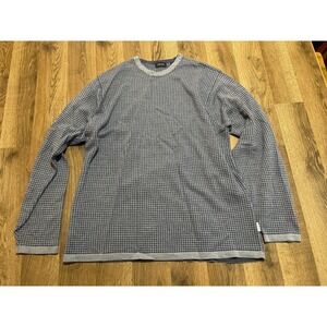 IZOD Sweater Men's Size Large Gray Navy Blue Long Sleeve Crewneck nailshead